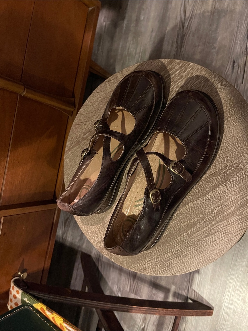 Dansko Brown Leather Mary Jane Flats with Buckle